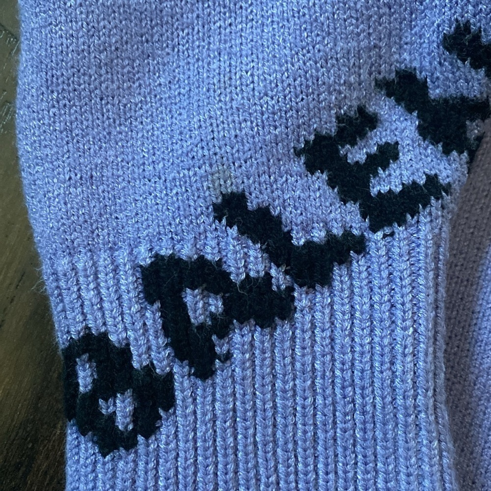 Balenciaga Purple Knit Sweater with Black Allover Logo in Size large - Picture 7 of 15